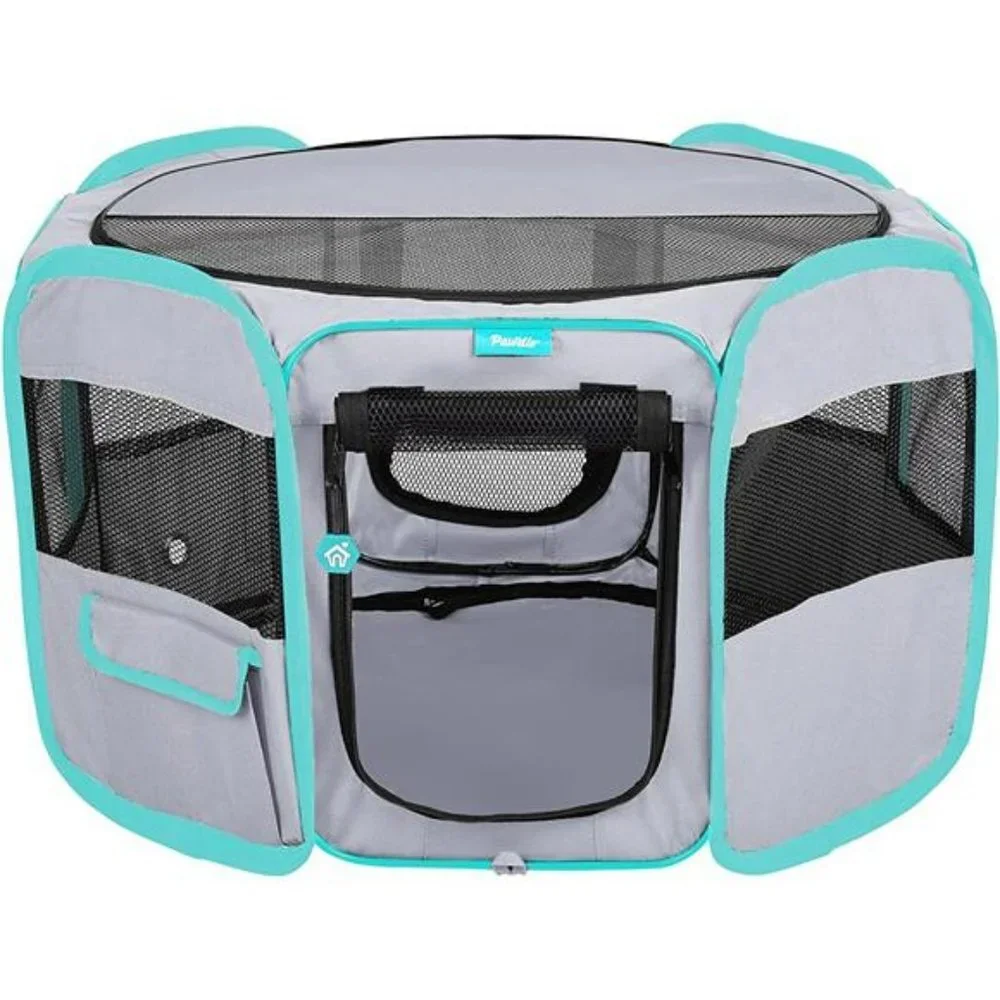 Pet Dog Playpen Portable Soft Dog with Carry Bag  (Small, Grey)
